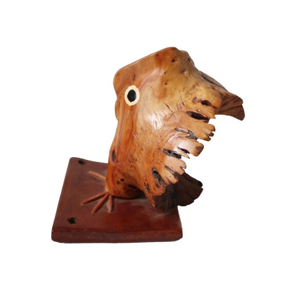 Vintage Hand-Carved Wooden Owl Bird Wood Burl Rustic Decor - Picture 2 of 8